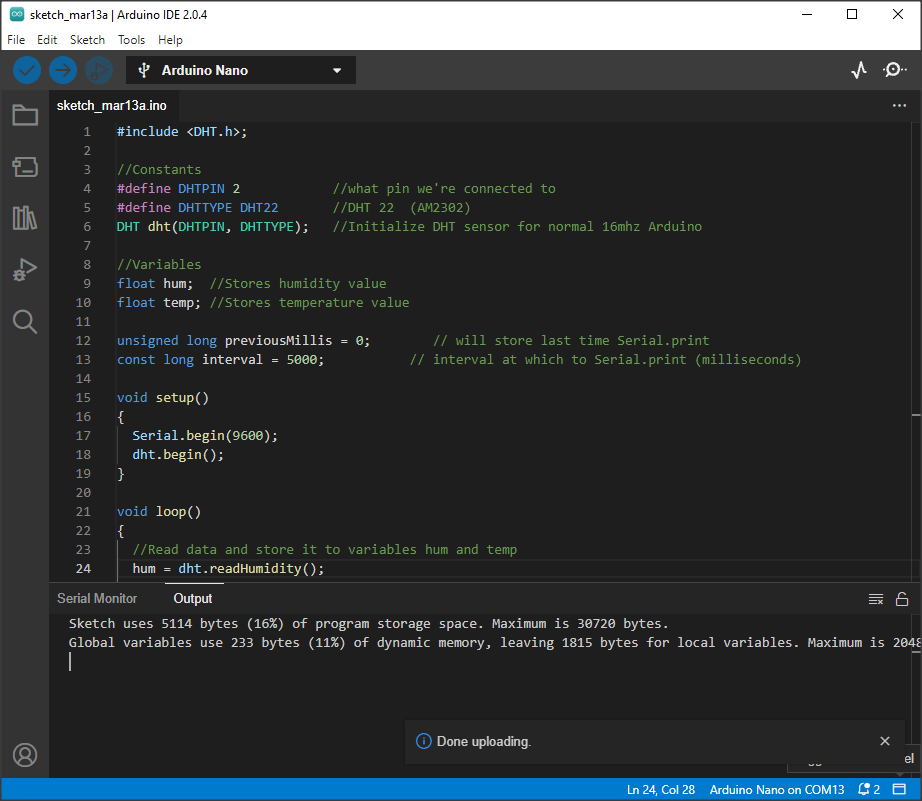 Arduino ide upload sketch