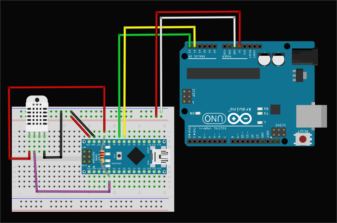 Arduino uno DHT22 wiring diagram