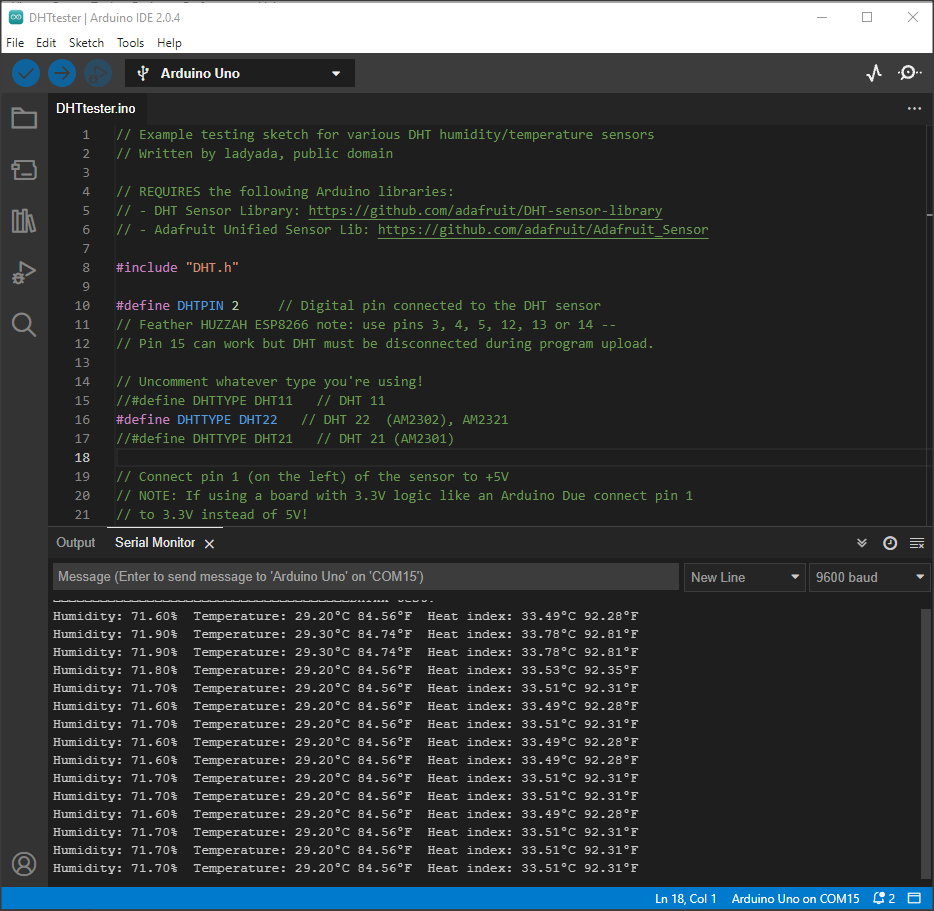Arduino uno DHT22 wiring diagram