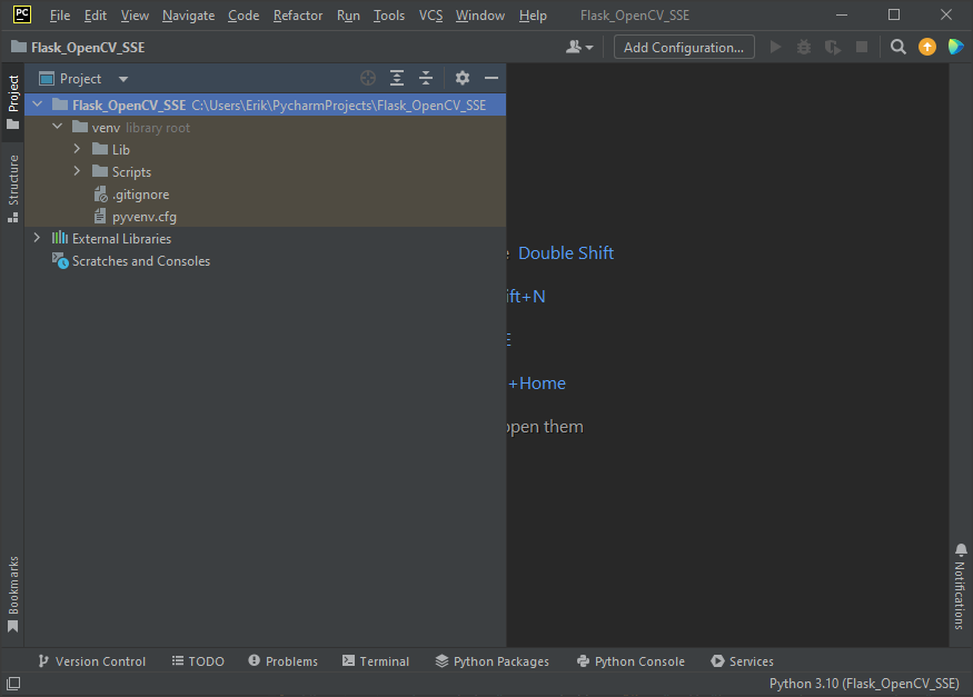 pycharm ide create new project